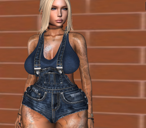 {Hellens} Short Overall Jeans & Shirt Outfit Pia Maitreya TMP Hourglass Physique Isis Venus Freya Altamura eBody