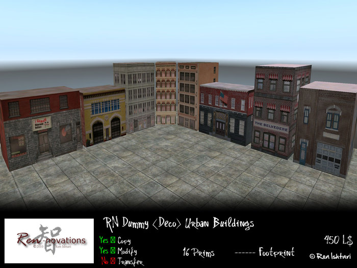 [RN] Dummy Buildings (Deco only, non-usable, hand painted)