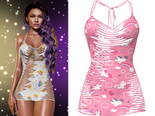 Narissa Ripped Dress [Unicorn Pink] - Maitreya (+Petite) • Legacy • Reborn • Freya