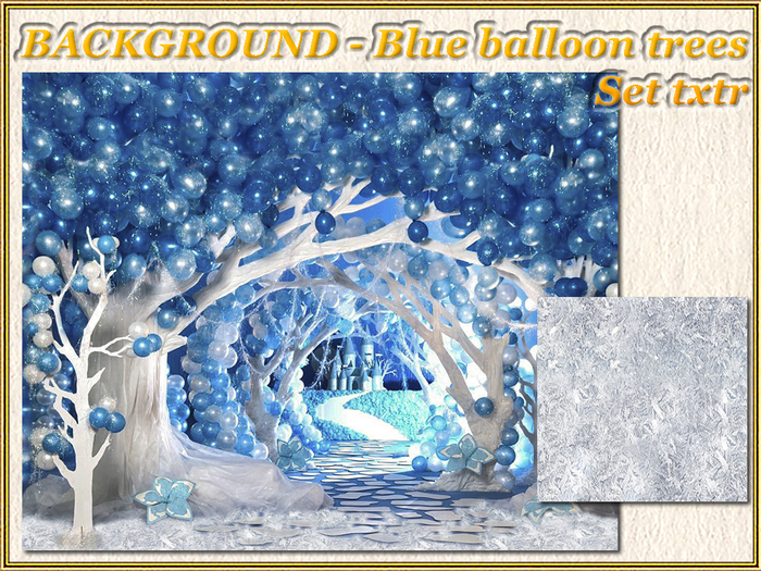 BACKGROUND - Blue balloon trees - Set Texture (Full perm)