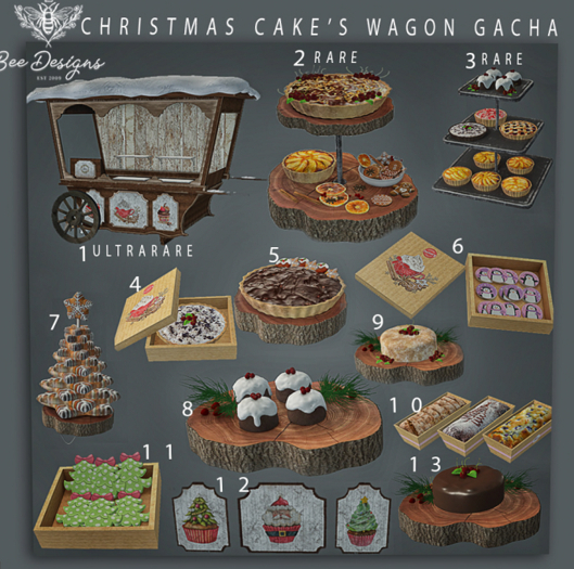 Bee Designs Christmas Cake's Wagon 3 RARE