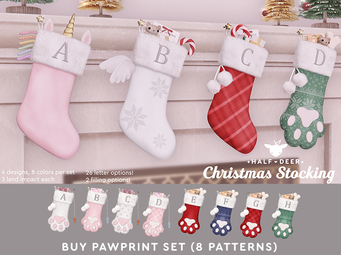 +Half-Deer+ Christmas Stocking [Pawprint Set]