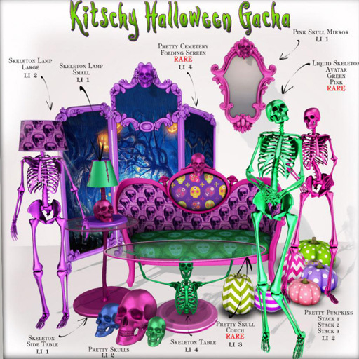 Second Life Marketplace Kitschy Halloween GachaSkeleton Lamp Large