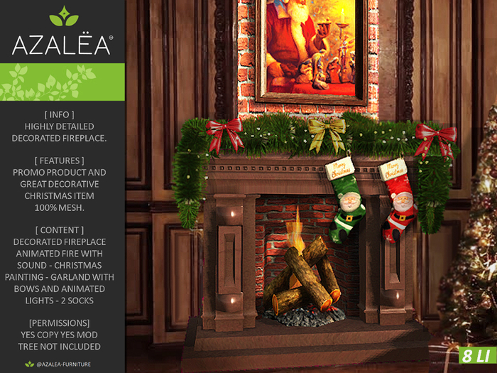[AZALEA] PROMO CHRISTMAS FIREPLACE BROWN