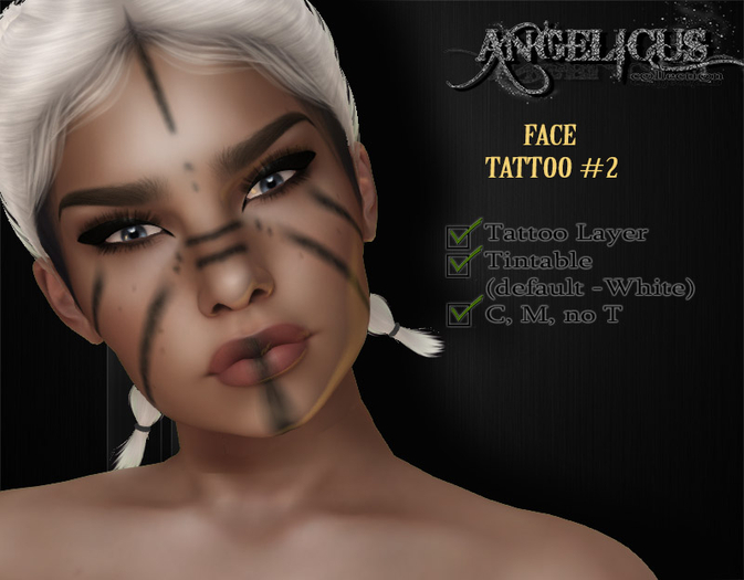 ::Angelicus:: Face tattoo #2 Black ( Tint it.basic is white)