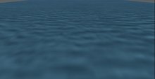 15 meter round rippling pond water with Splash - 1 prim