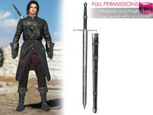 MI964157 Non Rigged Medieval Long Knight Back Hung Sword With S