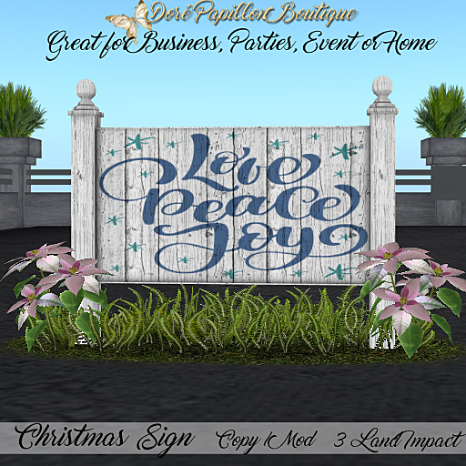 DPB Christmas Sign - Love Peace Joy