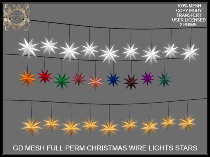 GD MESH FULL PERM CHRISTMAS WIRE LIGHTS STARS