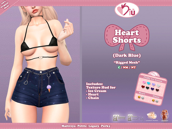 *>Kiu<* - Heart Shorts_Dark Blue