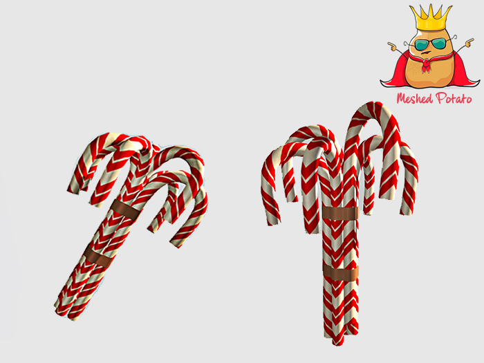 Meshed Potato - Christmas Candy Canes - Full Perm Mesh