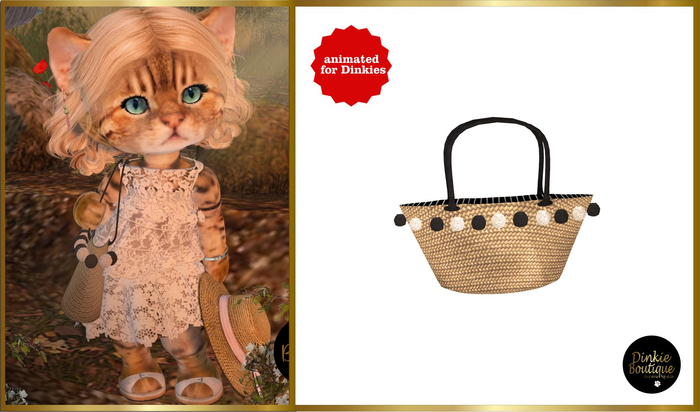 *DB* DINKIES STRAW BEACH BAG*  natural