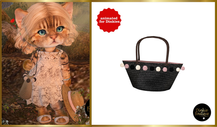 *DB* DINKIES STRAW BEACH BAG*  black