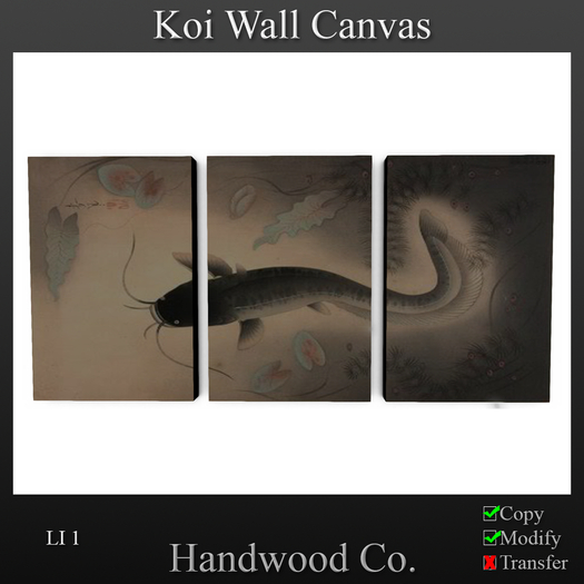 Koi Wall Canvas - 3 Sections