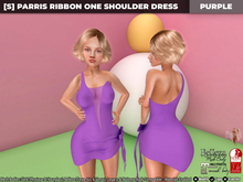 [S] Parris Ribbon One Shoulder Dress Purple