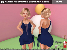 [S] Parris Ribbon One Shoulder Dress Blue
