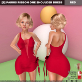 [S] Parris Ribbon One Shoulder Dress Red