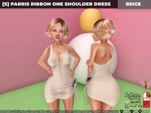 [S] Parris Ribbon One Shoulder Dress Beige