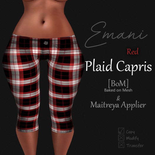 Emani - Plaid Capris (Red)