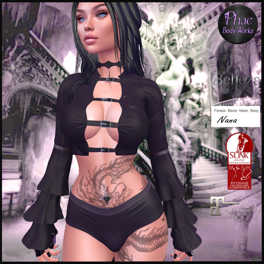 PBW Frilly Top Womens Goth Long sleeve Crop Blouse (Boxed)