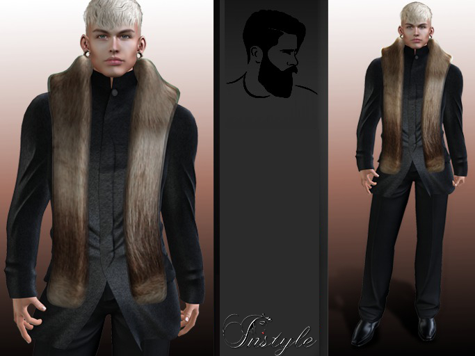 InStyl- Men's  black suit - fur 