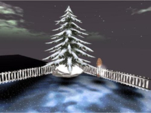 snow-covered fence standing on sparkling ice
