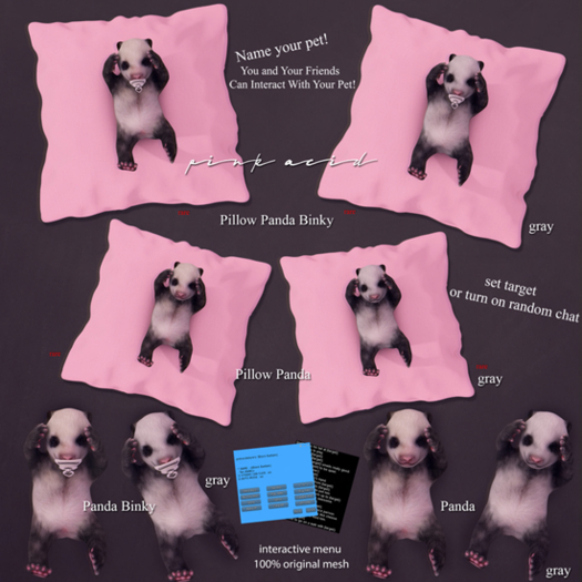*[Black Bantam] Newborn Panda Binky Gray