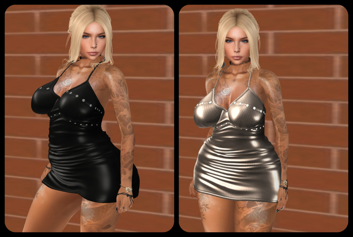 {Hellens} Mini Leather & FineTextile Dress with Piercing Zina Maitreya Hourglass Physique Isis Venus Freya