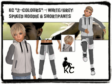 KC Spiked Hoodie and Shortpants Set - Grey/White