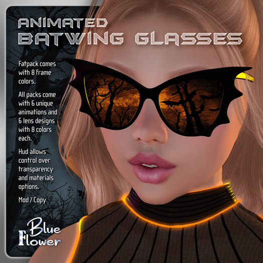Blue Flower - Bat Wing Glasses - Fatpack