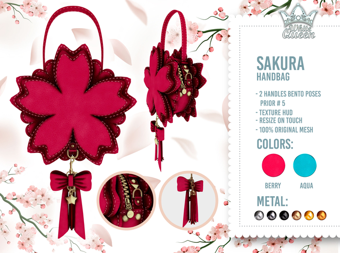 SAKURA HANDBAG (BERRY / AQUA) - WHITE QUEEN