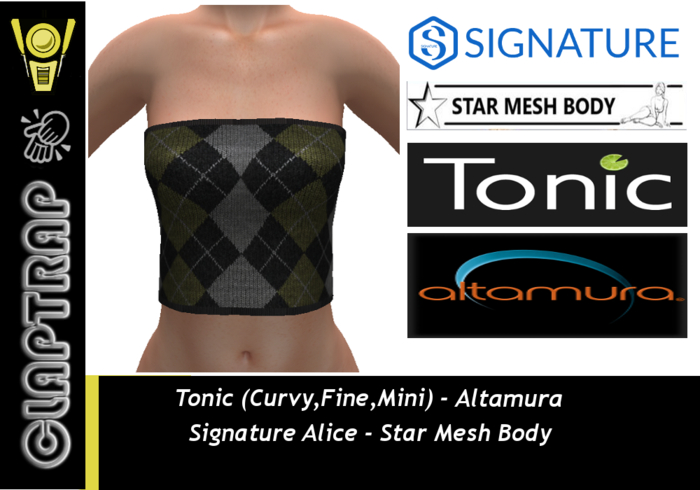 Claptrap Argyle Knit Tube Top (Grey/Khaki)
