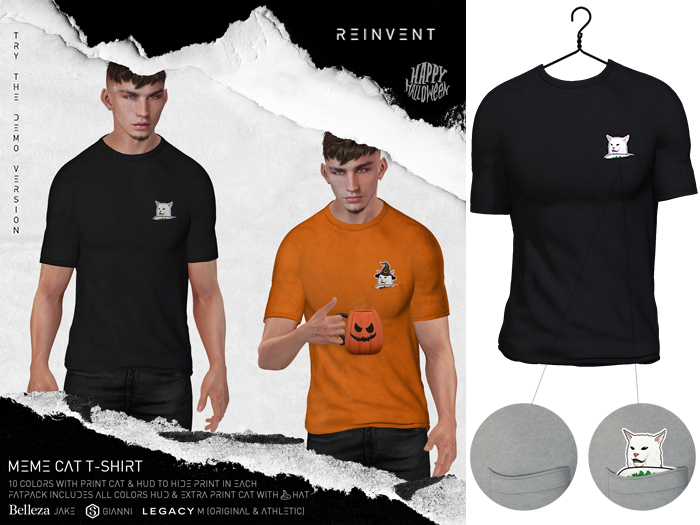 REINVENT I Meme cat t-shirt I Black