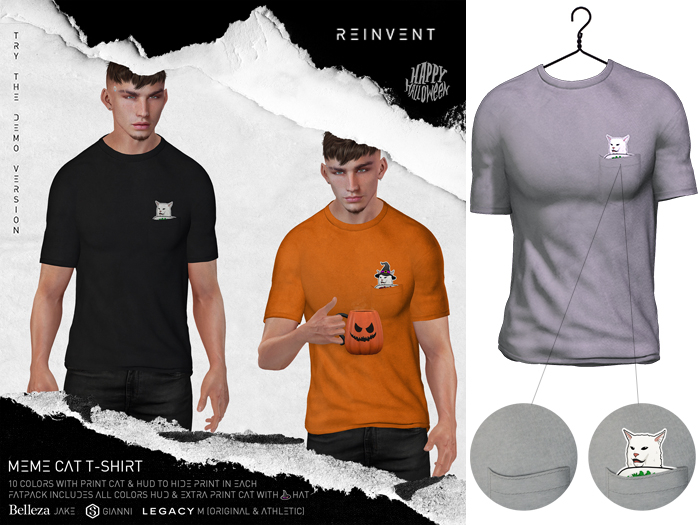 REINVENT I Meme cat t-shirt I Gray