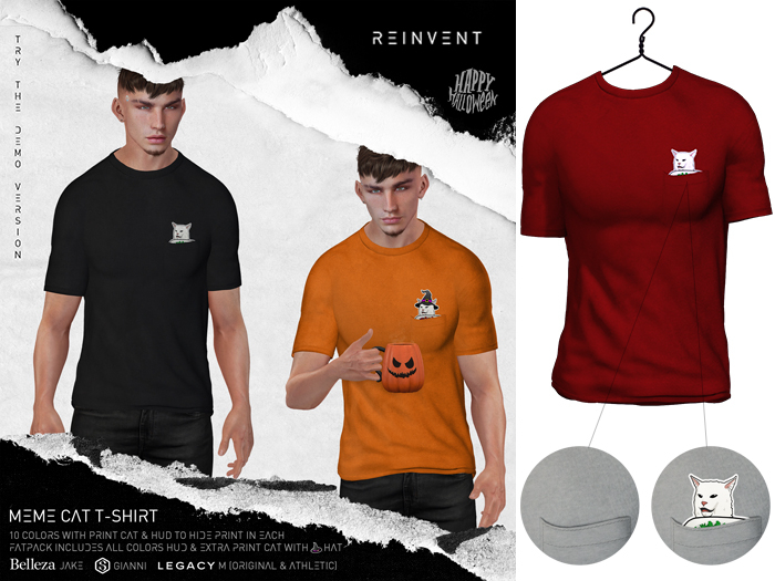 REINVENT I Meme cat t-shirt I Red