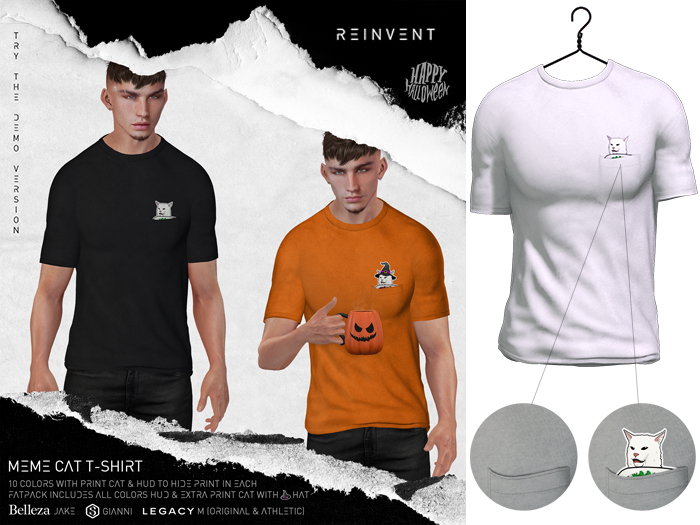 REINVENT I Meme cat t-shirt I White