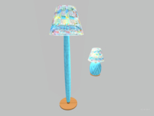 Decorator Touch lamp set-Pleated shade-Aqua Pastels