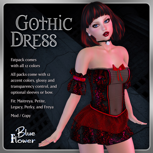 Blue Flower - Gothic Dress - Fatpack