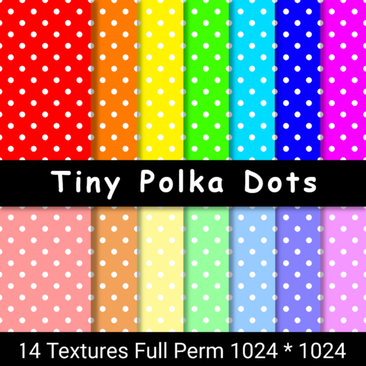 Tiny white Polka Dots on 14 colors Full Permission