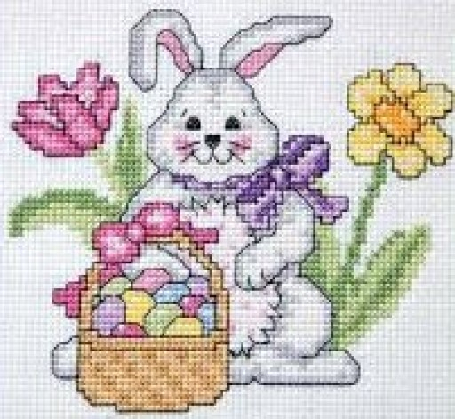 Bunny with Basket Needlework Texture