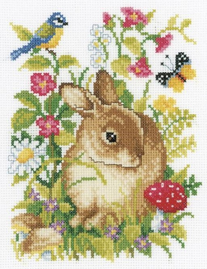 Bunny in the Plants Needlework Texture