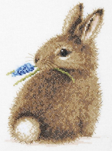 Bunny Eating Flower Needlework Texture
