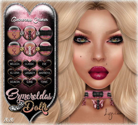 -[E's Dolls] Awareness Choker [Breast Cancer]