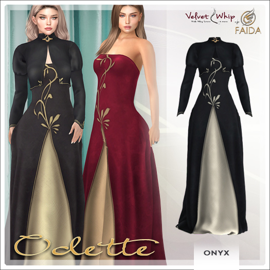 Faida + V/W - Odette Onyx: Exclusive fantasy gown with bolero jacket & cameo for Maitreya & Legacy - Mesh dress