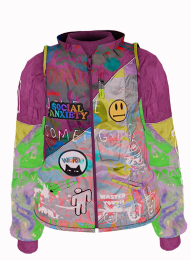 Wasted Youth- Color Block Lime Windbreaker