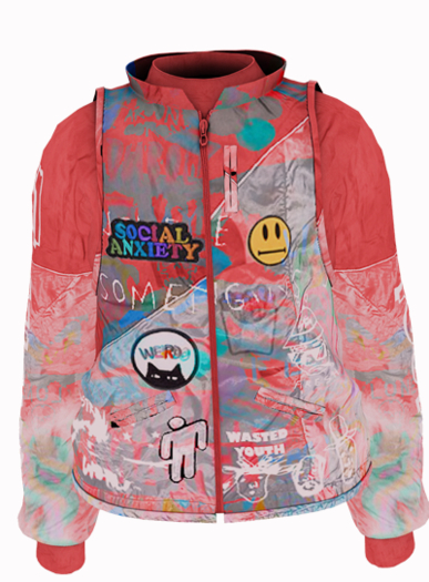 Wasted Youth- Color Block Red Windbreaker