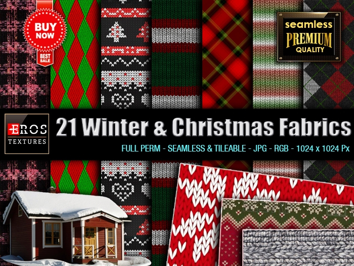 21 Winter & Christmas Fabric Textures by {EROS Textures Lab}