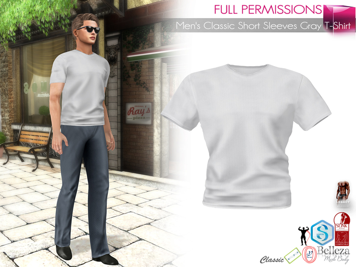 MI964200 Men's Classic Short Sleeves Gray T-Shirt