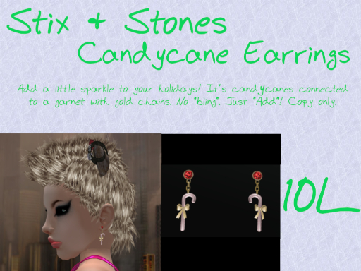 ~S&S~ Candycane Earrings (boxed)