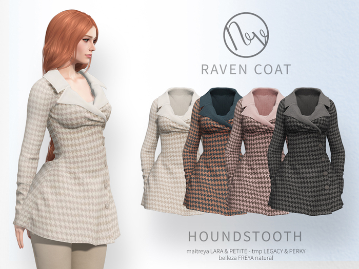 neve coat - raven houndstooth